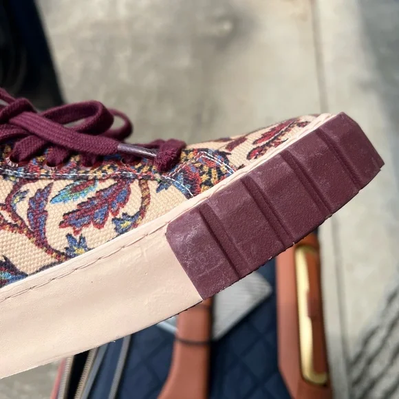 FARM RIO Beige Sunset Floral Tapestry Flatform Sneakers, Boho - Picture 9 of 15